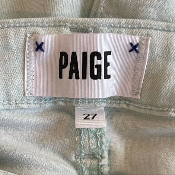 Paige Verdugo Crop Skinny Straight Leg Mid-rise Mint Green or Blue Jeans; 27 - Picture 5 of 9